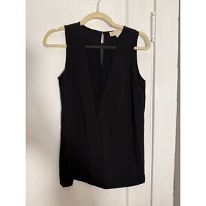 Michael Kors Black Sleeveless Top with Sheer Deep V